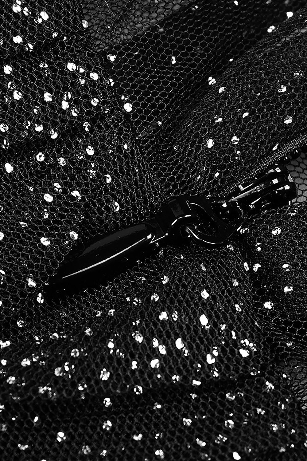 Drapiertes Korsett-Maxikleid aus Tüll mit Riemchen und Strasssteinen in Schwarz