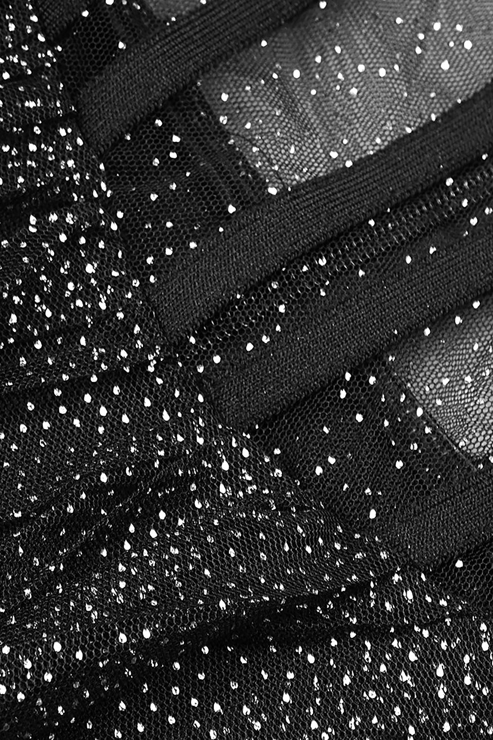Drapiertes Korsett-Maxikleid aus Tüll mit Riemchen und Strasssteinen in Schwarz
