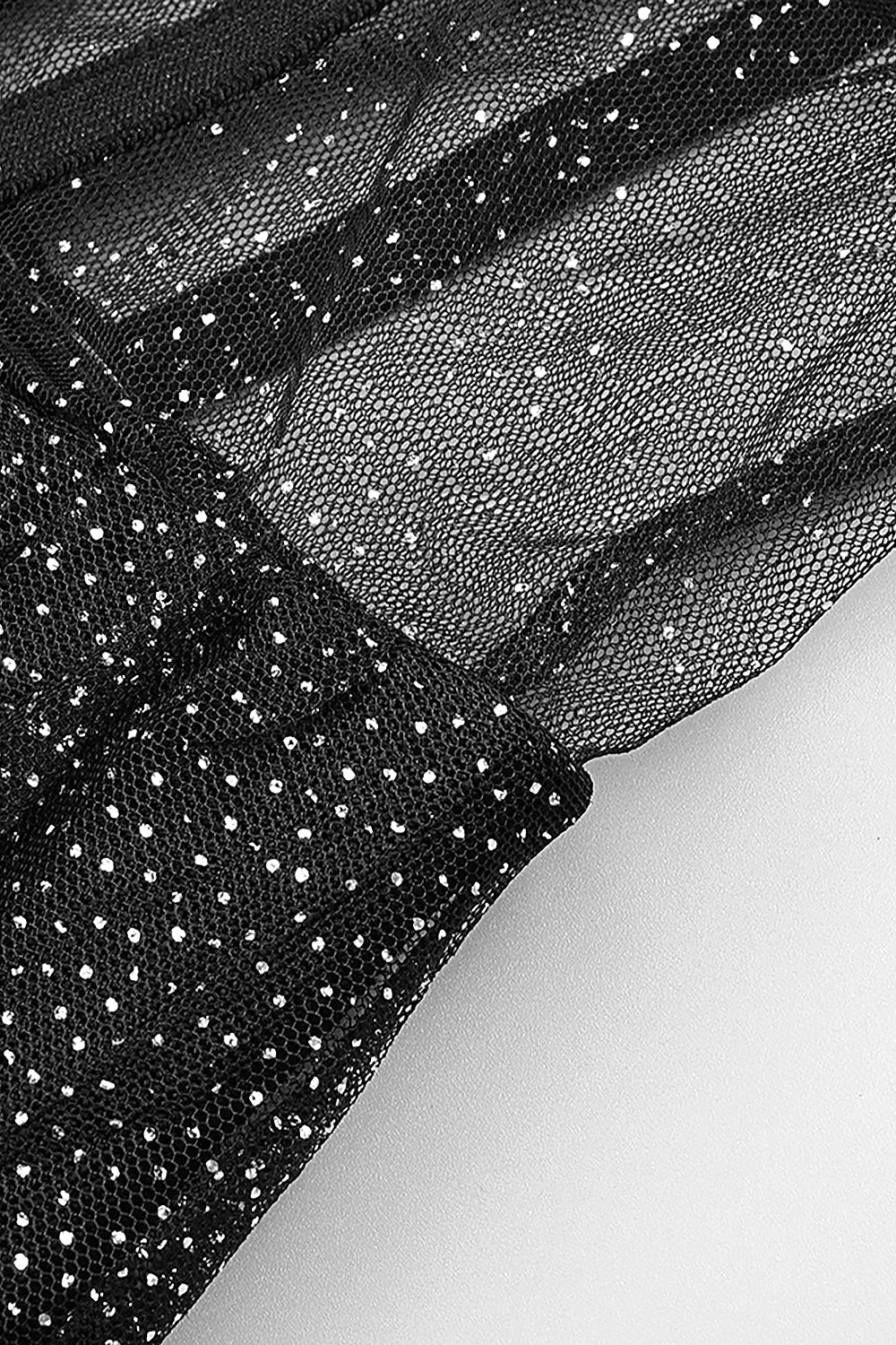 Drapiertes Korsett-Maxikleid aus Tüll mit Riemchen und Strasssteinen in Schwarz