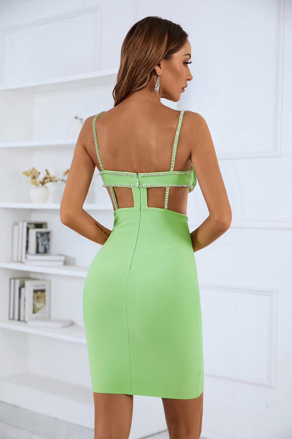 Lil Cut Out Mini Bandage Dress-Green