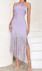 Tassel Sleeveless Midi Dress in Lilac