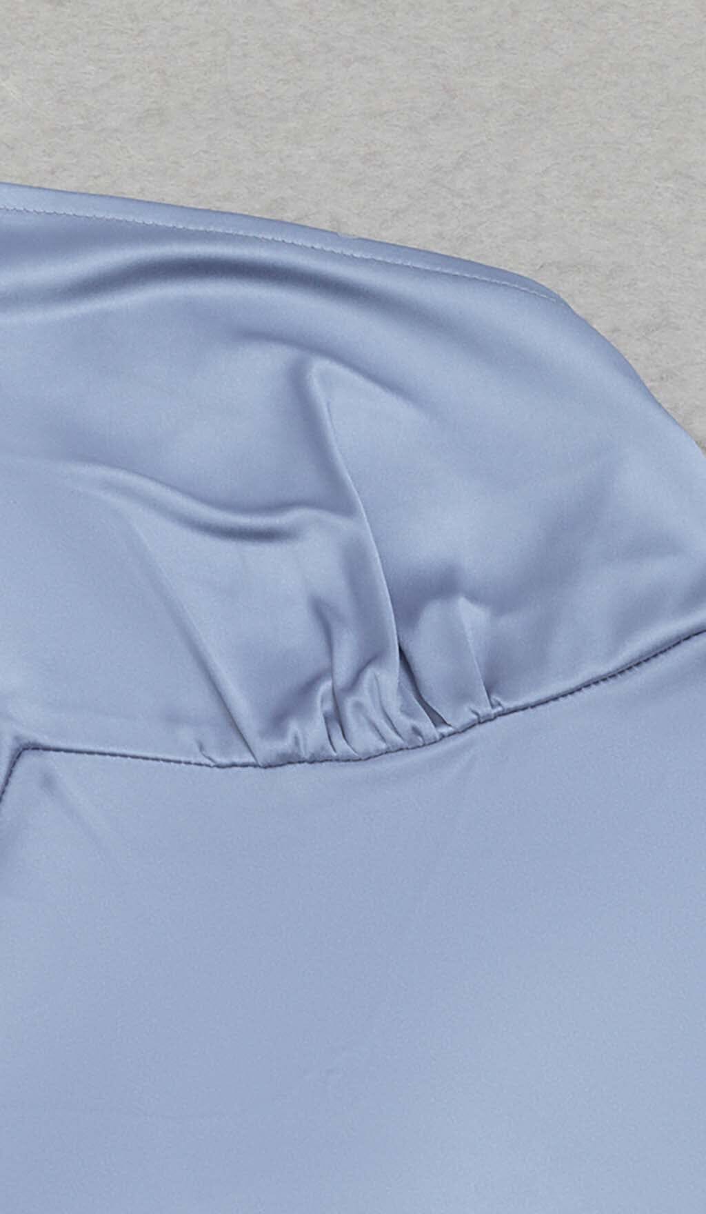 Satin-Midikleid mit Quasten in Blau