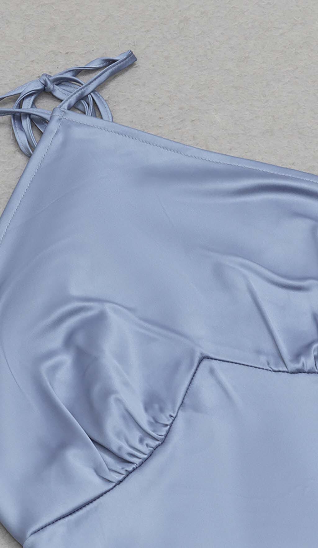 Satin-Midikleid mit Quasten in Blau