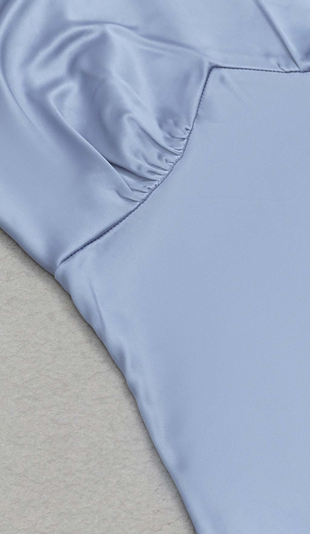 Satin-Midikleid mit Quasten in Blau