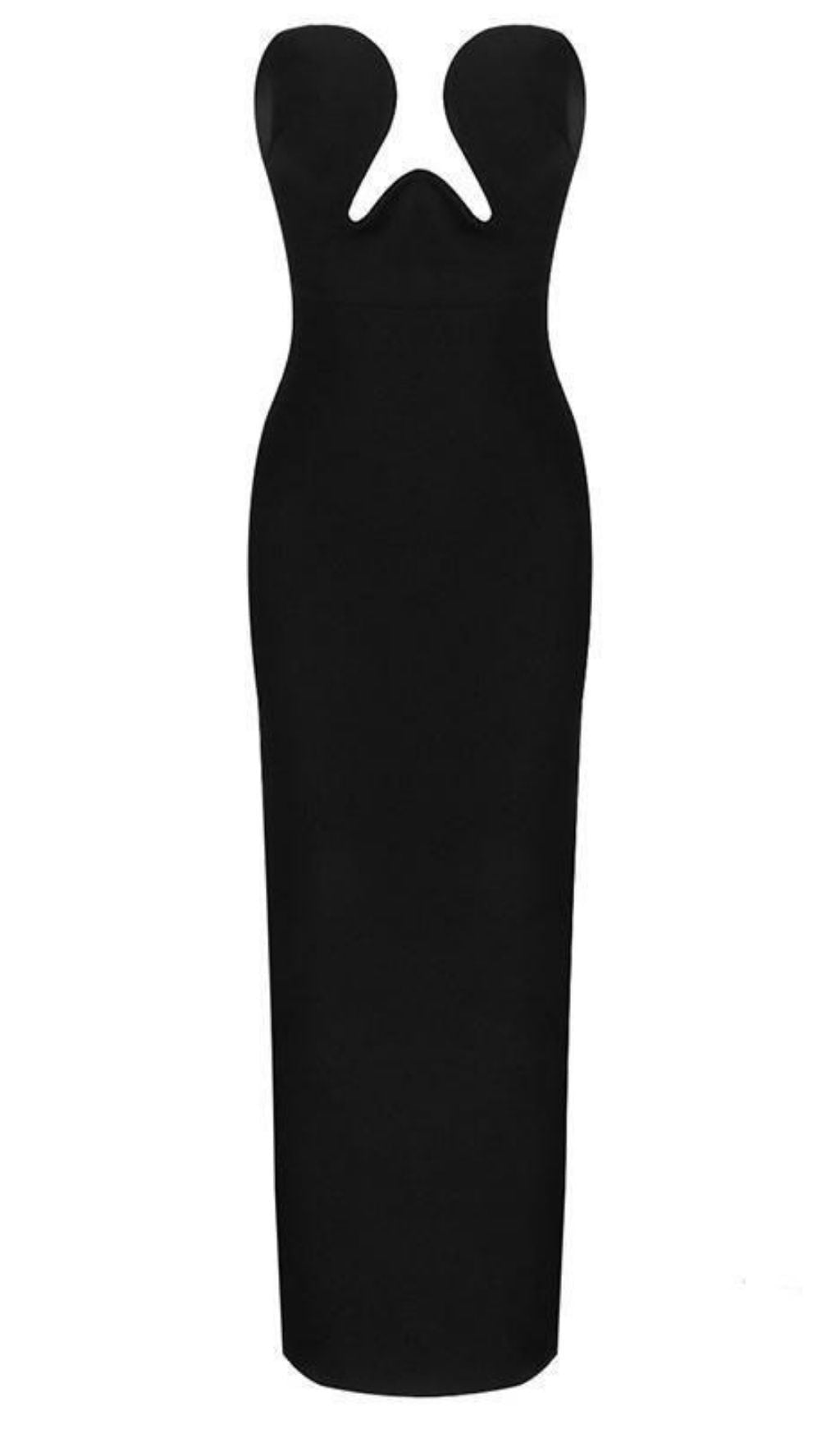 Vestido maxi negro de vendaje Theodora 