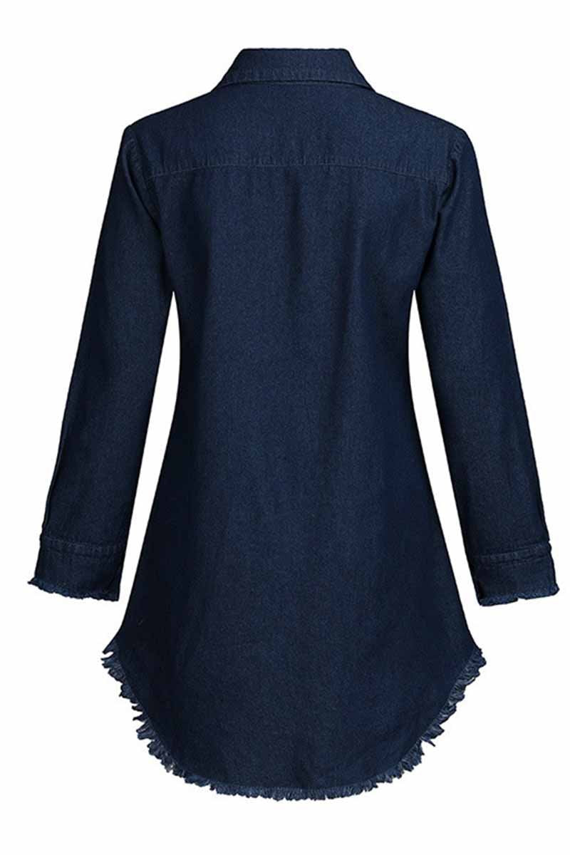 Loose Button Design 4 Colors Denim Dresses