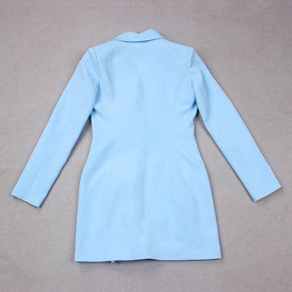 V-Neck BOTTOM Jacket Dress in Blue