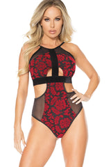 Teddy de terciopelo con cuello halter y aberturas