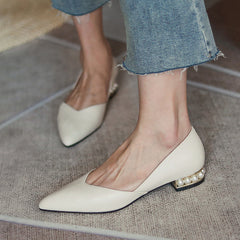 Valentina Pointy Toe Pearl Flats