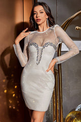 Romilly Diamante Mini Dress - White
