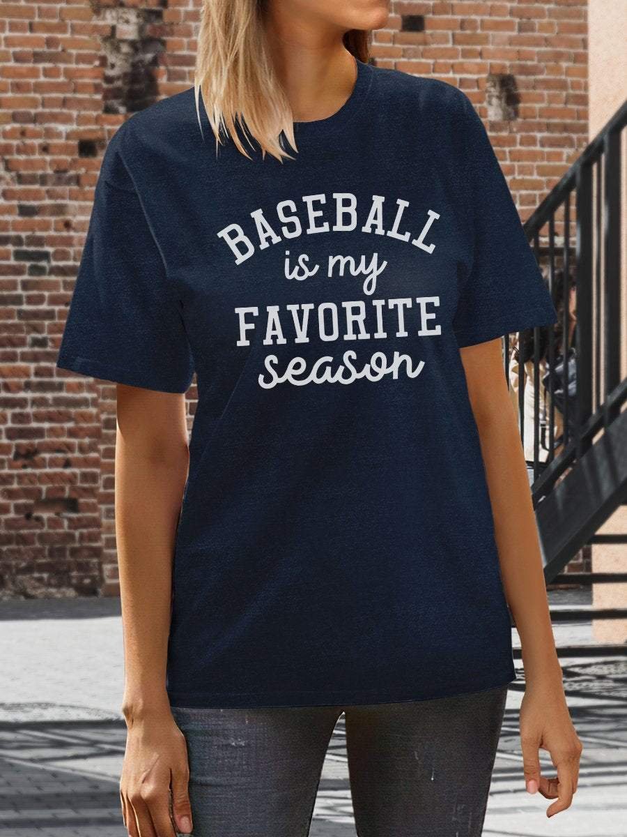 Camiseta de manga corta con estampado "El béisbol es mi temporada favorita" 