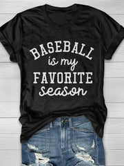 Kurzärmliges T-Shirt mit „Baseball Is My Favorite Season“-Aufdruck