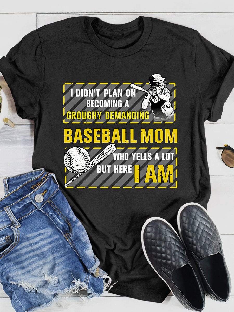 Baseball Mom Print Short Sleeve T-shirt