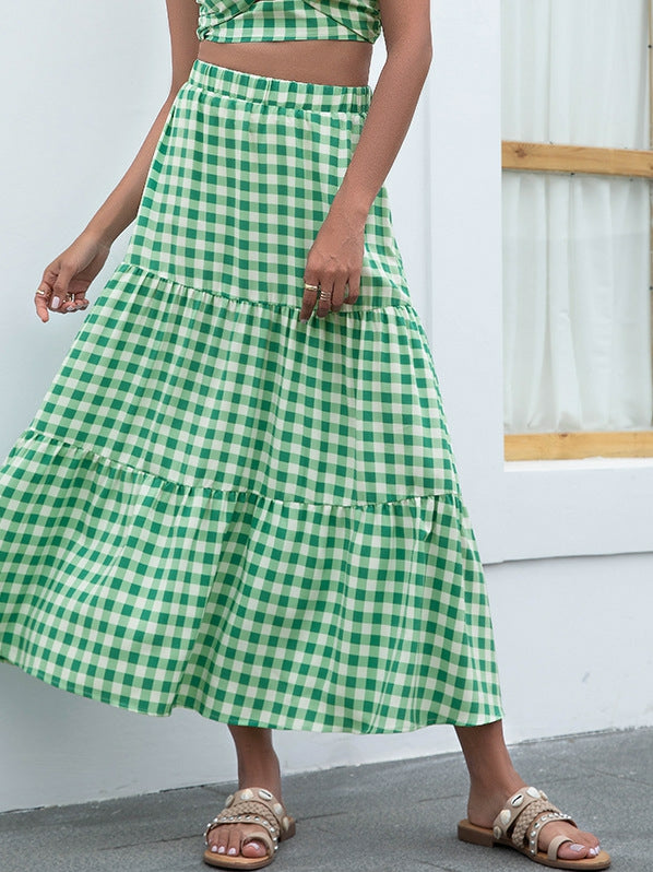 Plaid Print European And American Skirt