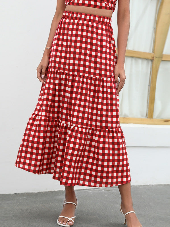 Plaid Print European And American Skirt