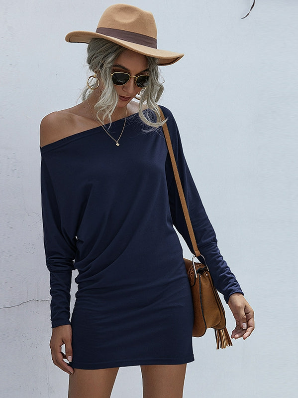 Solid Color Mid-waist  Package Hip Dress