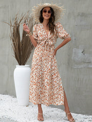 Elegant And Elegant Knotted Print Dress