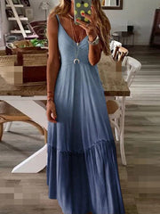 Vestido camisola degradado con cuello en V 