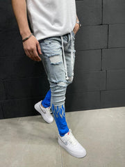 Printed Flame Fashion Statement Denim Lace Jeans