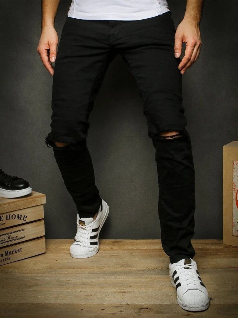 Shredded Zip-Up Casual Pants