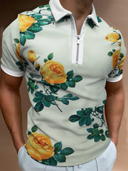 Lapel Short Sleeve Polo Shirt Irregular Print T-shirt