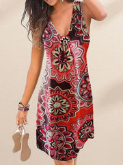 V-Neck Print Dress