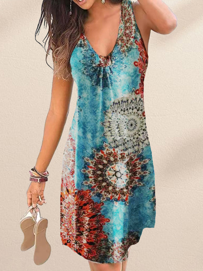 V-Neck Print Dress