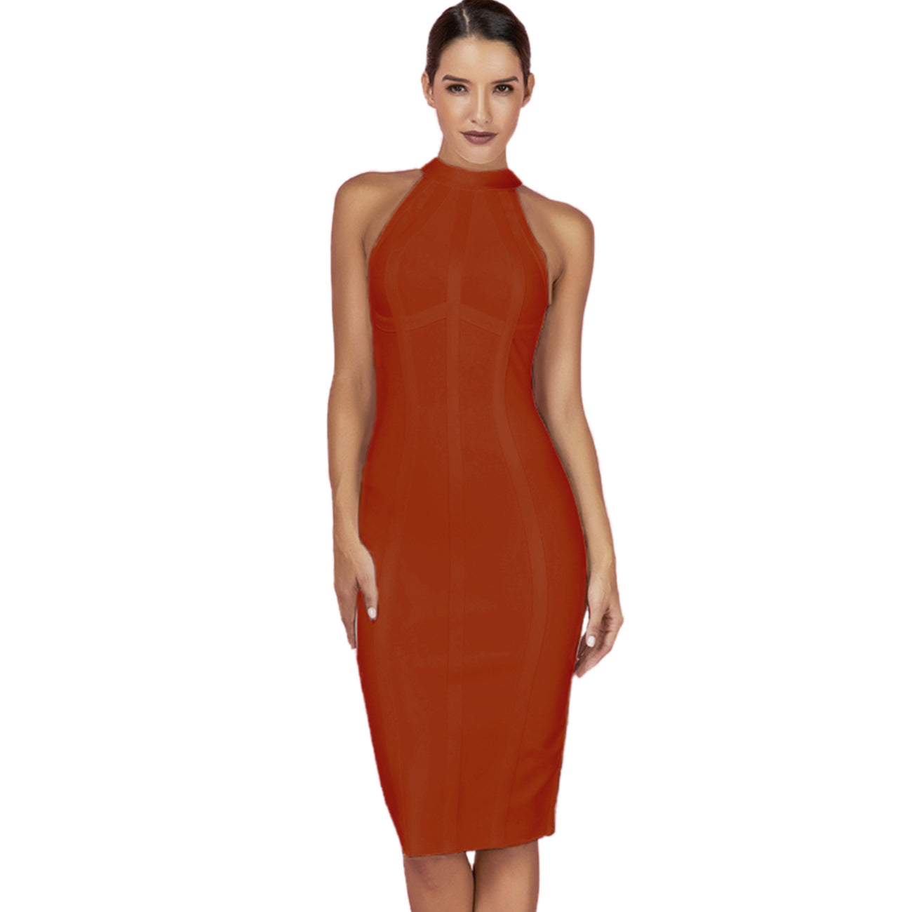 Round Neck Sleeveless Bandage Dress PPHK039