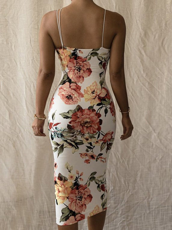 print halter slim dress