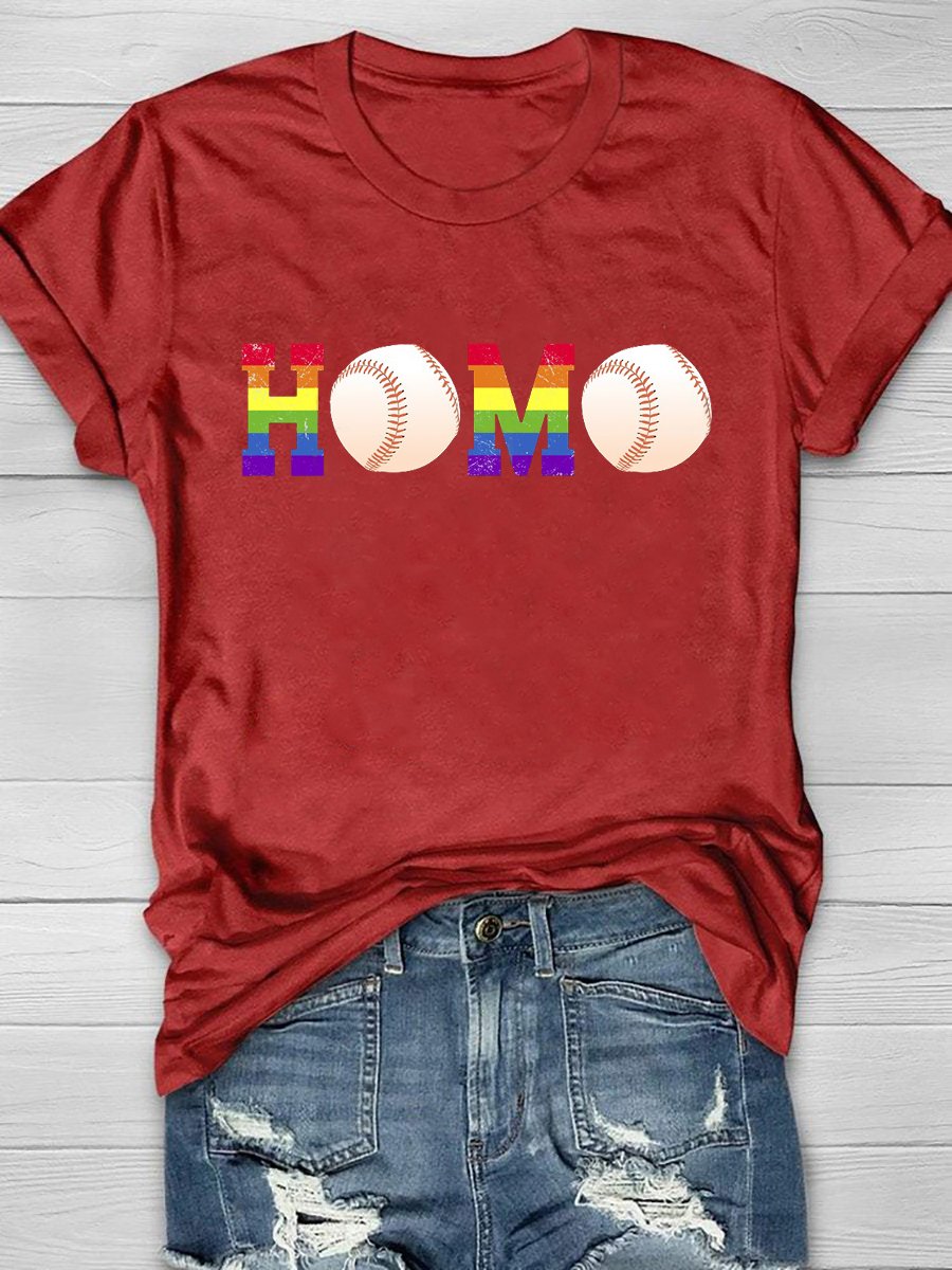 Kurzärmliges T-Shirt mit Baseball-Homo-Print