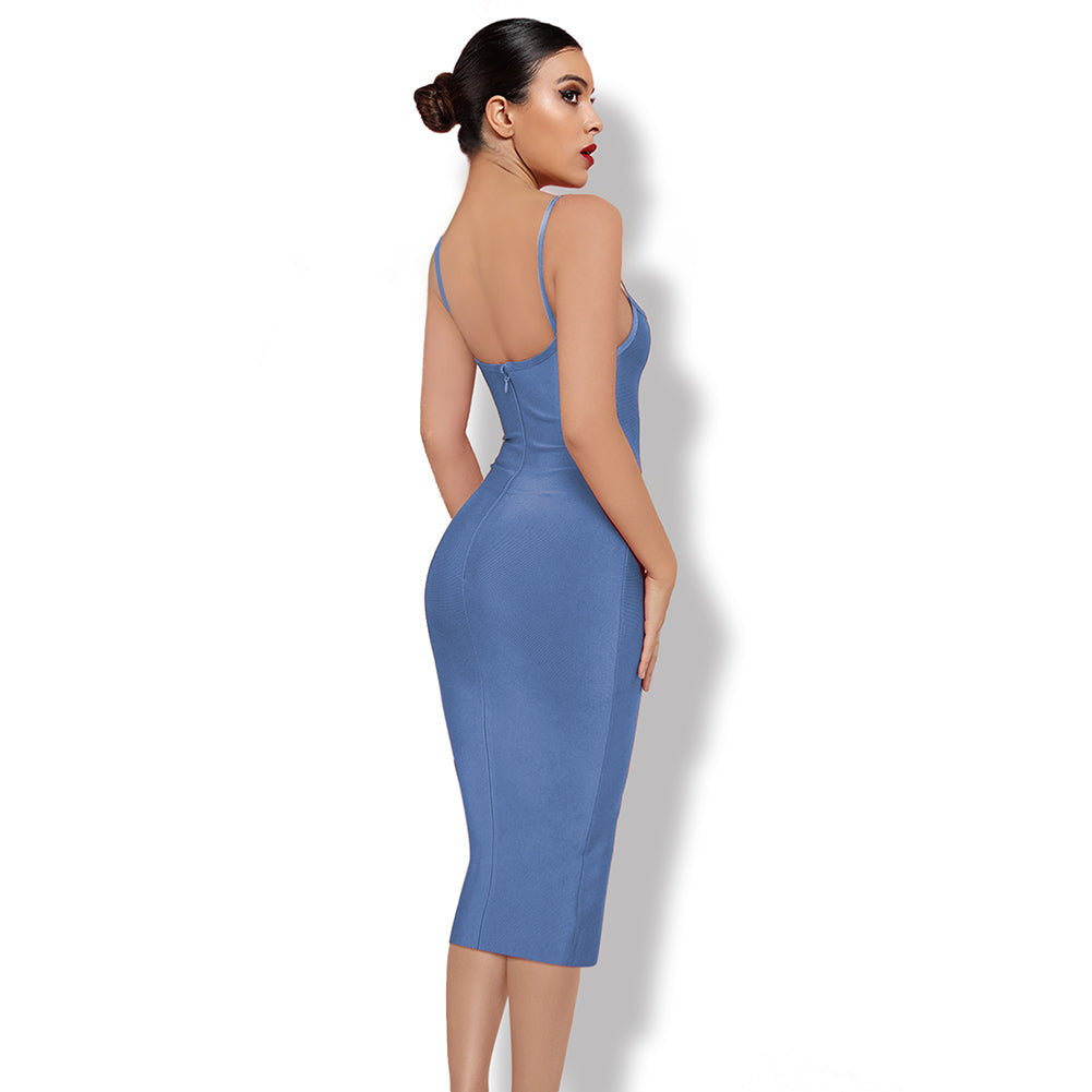 Strappy Sleeveless Plain Midi Bandage Dress PK092003