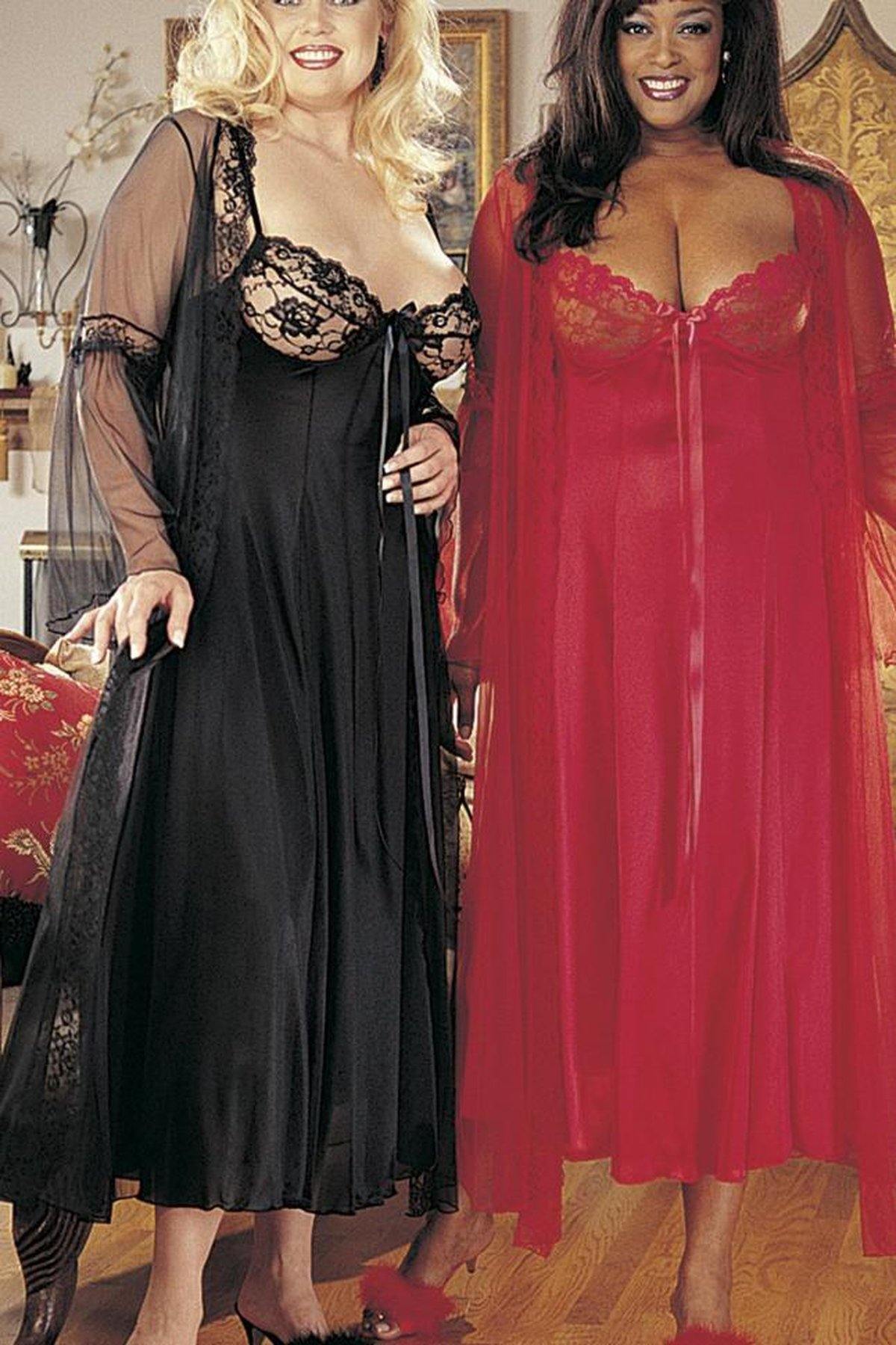 Full Length Bedroom Gown Set | Plus Size