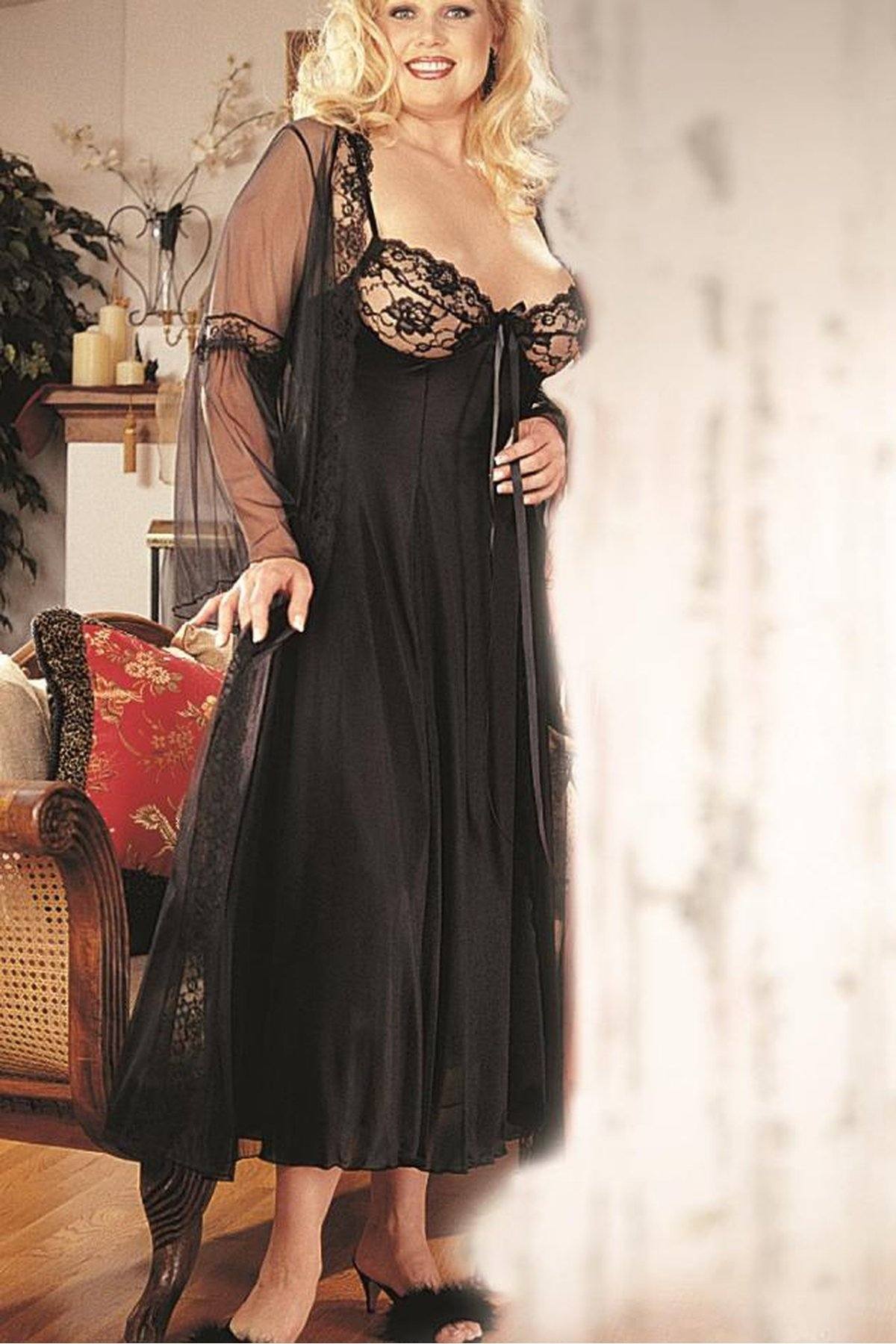 Full Length Bedroom Gown Set | Plus Size