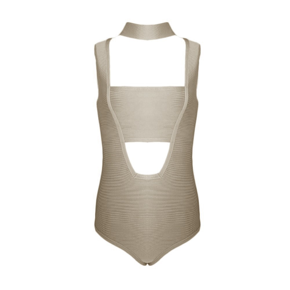 Halter Sleeveless Cut Out Bandage Swimsuit HB703