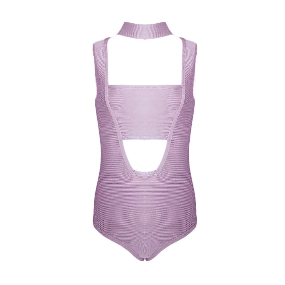 Halter Sleeveless Cut Out Bandage Swimsuit HB703