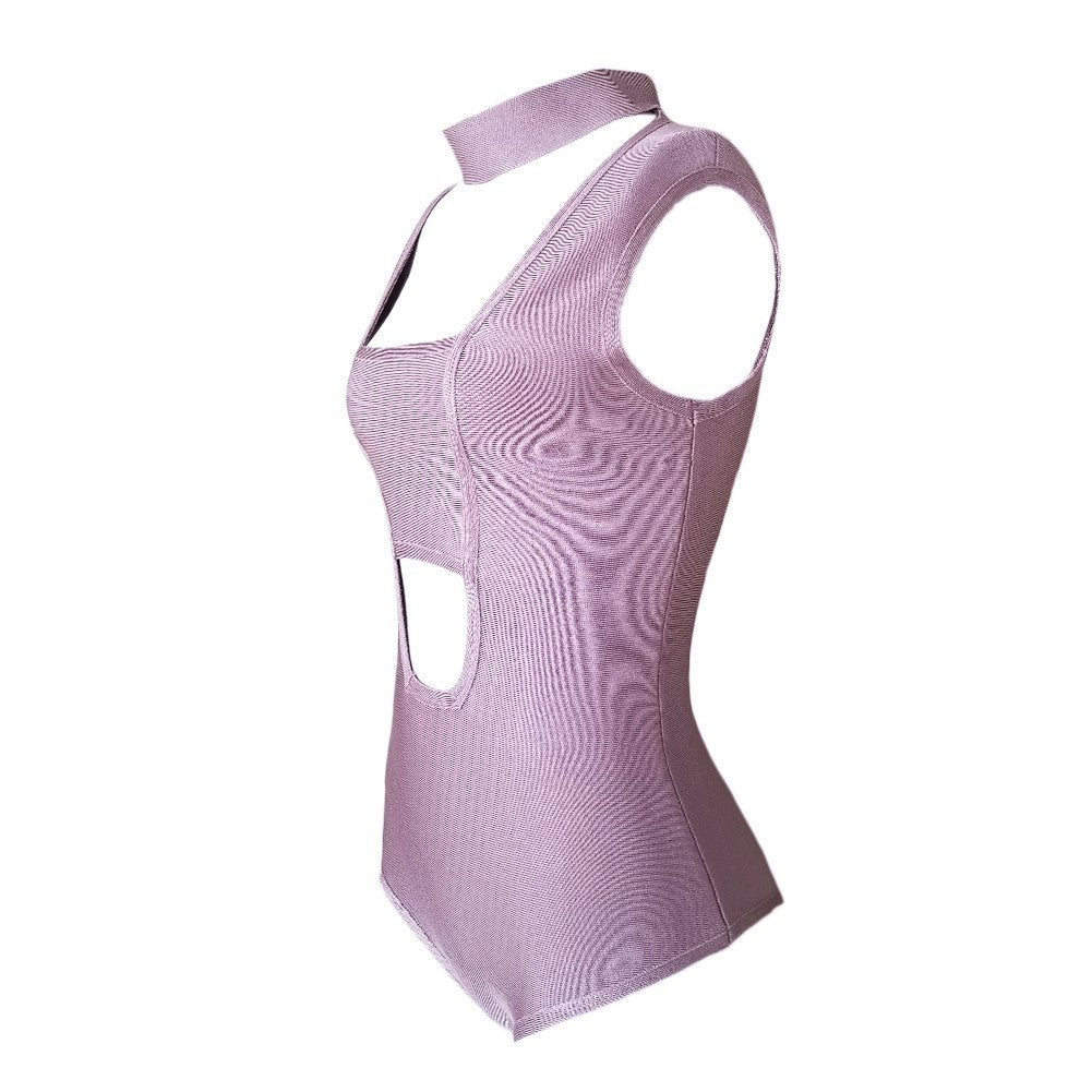 Halter Sleeveless Cut Out Bandage Swimsuit HB703