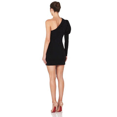 One Shoulder Long Sleeve Asymmetrical Mini Bodycon Dress HF136