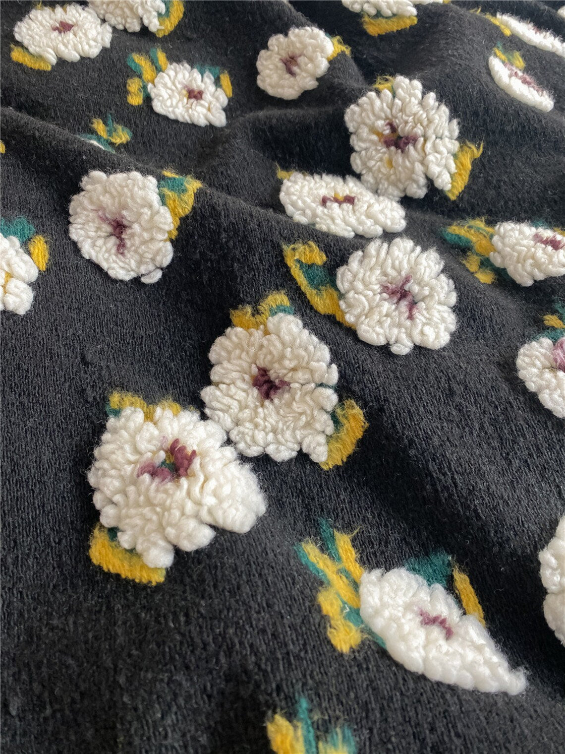 Floral Wool Velvet Blanket - Beige