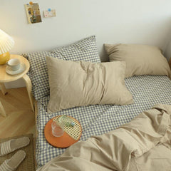 Checkered Bedding Set - Beige