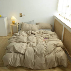 Juego de cama a cuadros - Beige