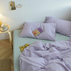 Checkered Bedding Set - Purple