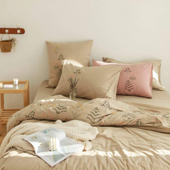 Embroidered Bedding Set - Beige