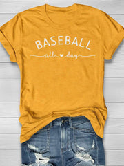 Baseball All Day Print Short Sleeve T-shirt