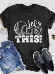 Let's Do This Baseball Mom Print Short Sleeve T-shirt