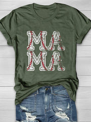 Baseball Mama Print Short Sleeve T-shirt