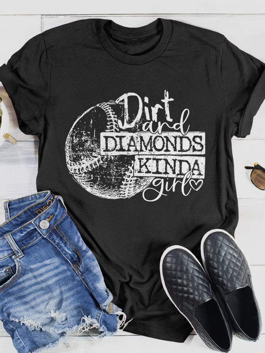 Camiseta de manga corta con estampado "Dirt Diamonds Kinda Girl" 