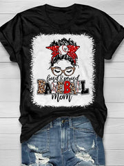 Loud And Proud Baseball Mom Print Short Sleeve T-shirt