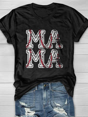 Baseball Mama Print Short Sleeve T-shirt