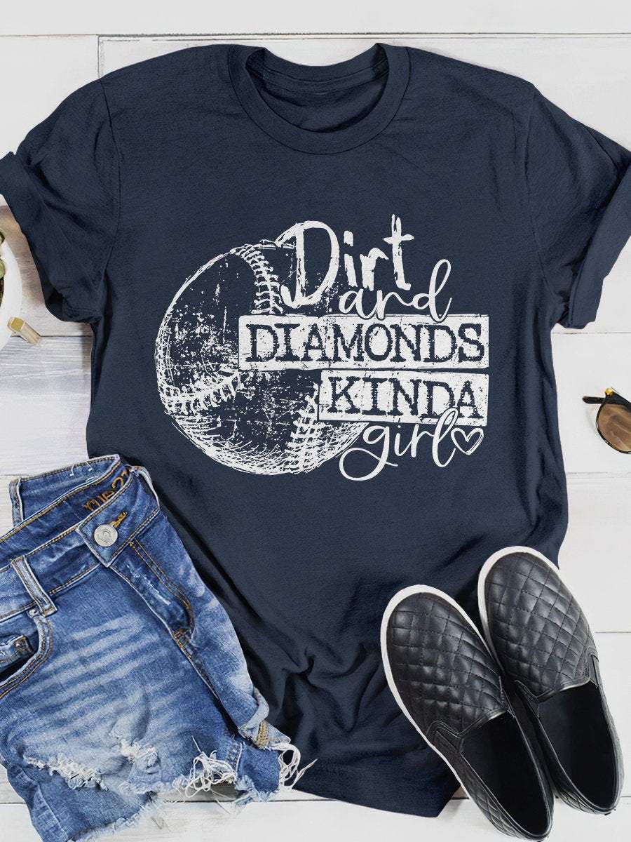 Camiseta de manga corta con estampado "Dirt Diamonds Kinda Girl" 