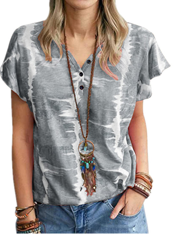 Print Button Top T-Shirt